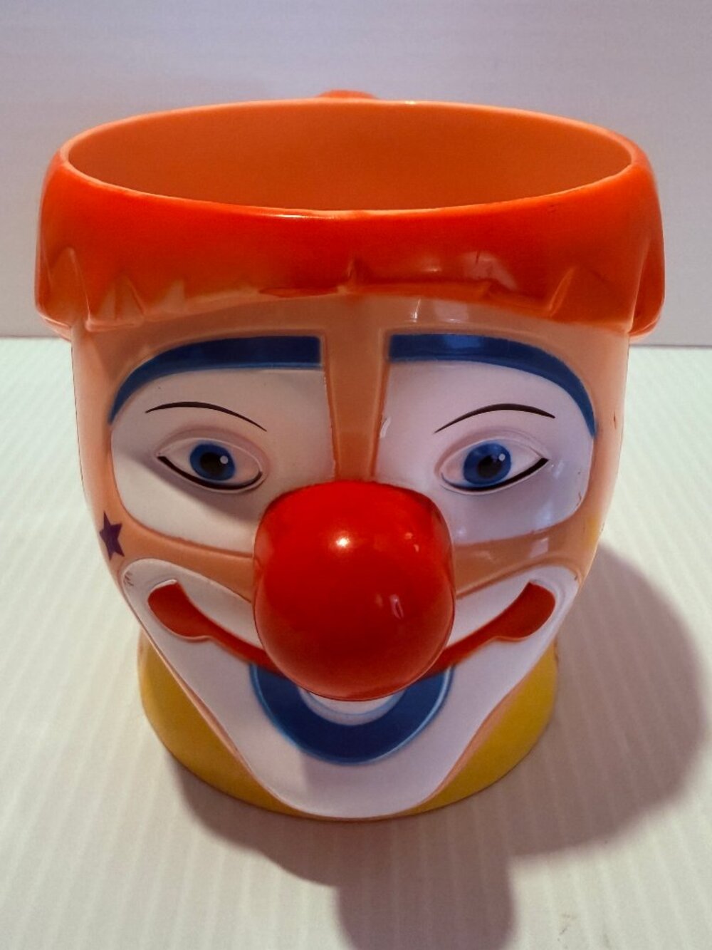 Ringling Bros Barnum & Bailey Circus Orange Hair Clown Head Plastic Cup Mug
